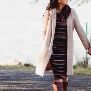 ZARA Beige Open-Front Peacoat